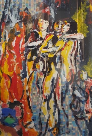 1991 Vrouwenopvanghuis. Ook nog bestookt door het vuur. Er kwam nog véél meer, (gemengde techniek op papier 90x 50)