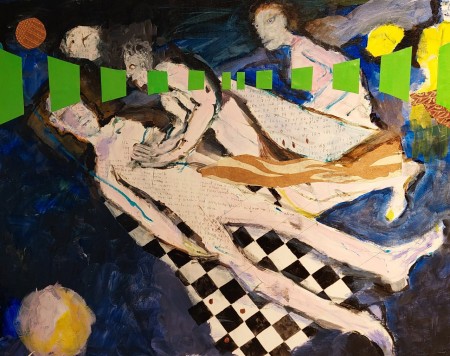 2022 "EMDR", acryl met collage op papier, 100x70cm